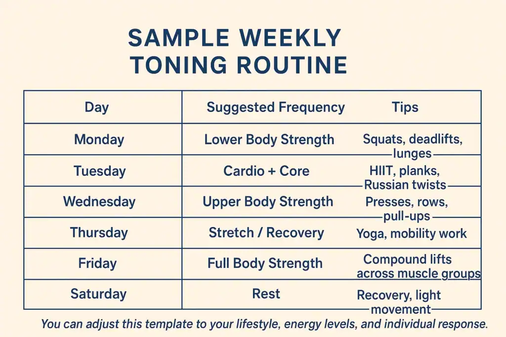 Achieving the Perfect Tone: How Often Should You Exercise for Results? 4 Weekly exercise Cranleigh plan graphic