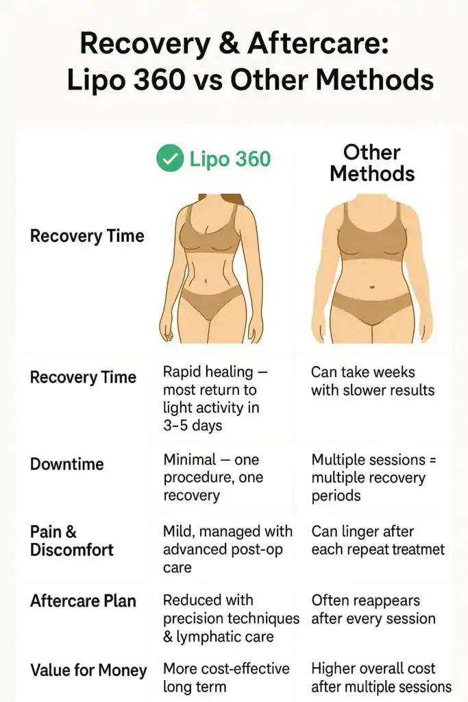 Recovery and Aftercare for Fat-Dissolving Surgery 2 Table to show fat dissolving injection aftercare Cranleigh